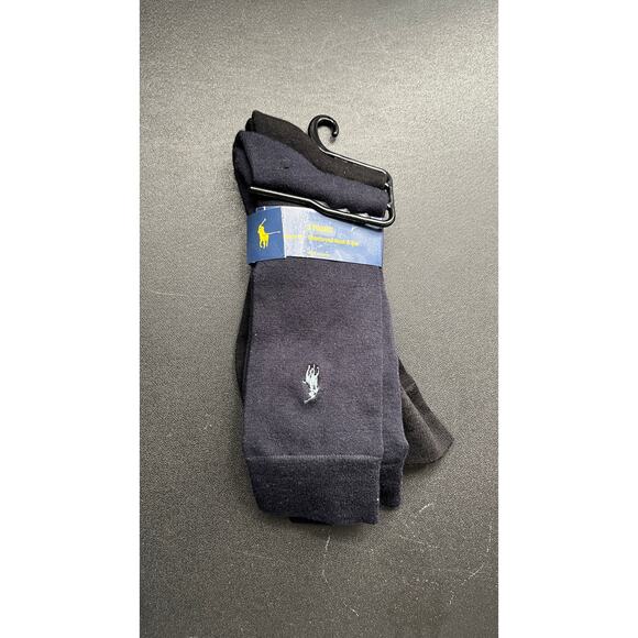 Polo Ralph Lauren Custom Fit Reinforced Heel & Toe 2 Pair  New Blue & blk - Picture 3 of 5